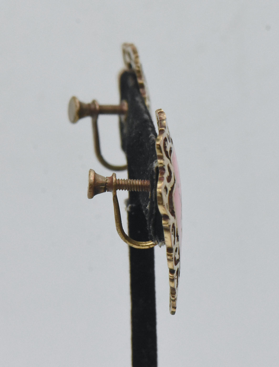 Vintage Brass and Enamel Siamese Dancer Screw Back Earrings