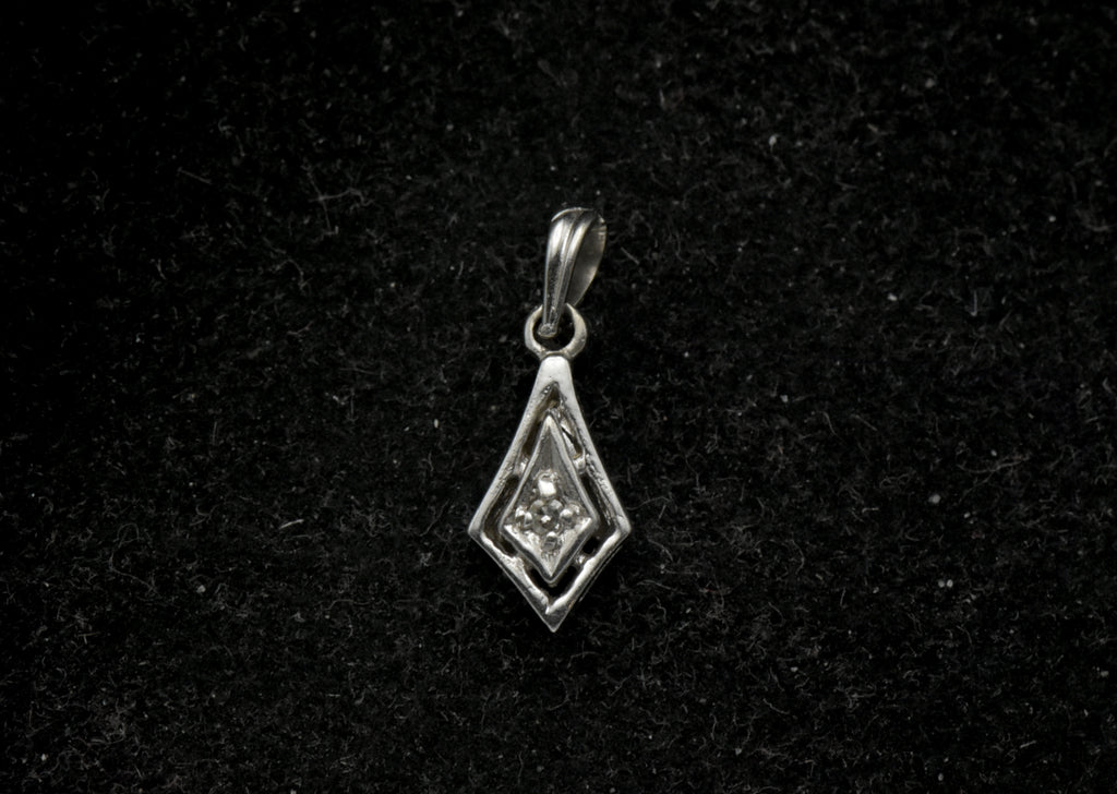 Vintage 14k White Gold and Diamond Tiny Pendant