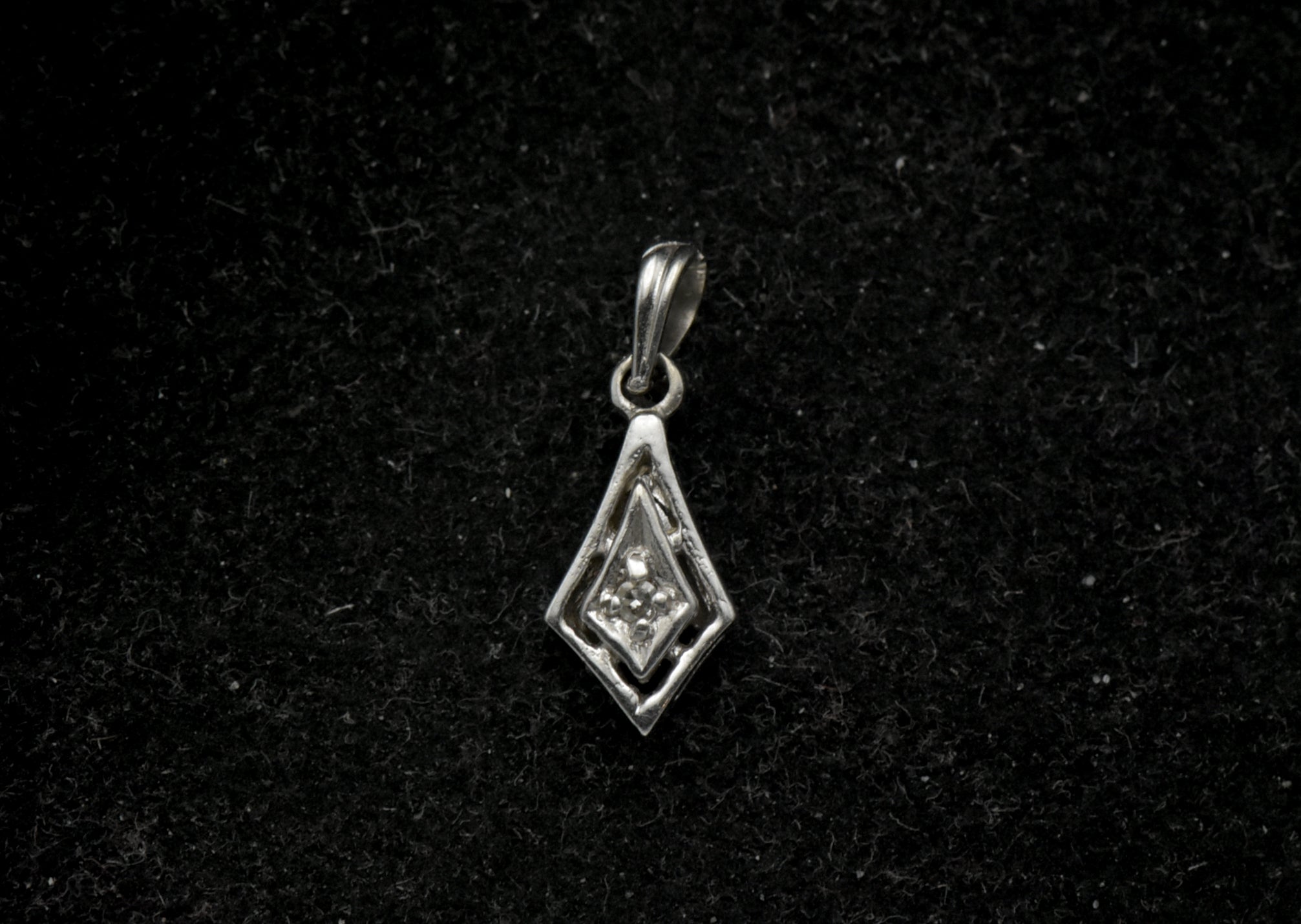 Vintage 14k White Gold and Diamond Tiny Pendant