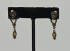 Vintage Smoky Quartz, Citrine and Topaz Sterling Silver Earrings