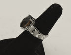Vintage 14k White Gold Smoky Quartz and Diamonds Ring - Size 5.75