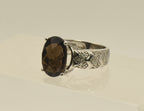 Vintage 14k White Gold Smoky Quartz and Diamonds Ring - Size 5.75