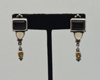 Vintage Smoky Quartz, Citrine and Topaz Sterling Silver Earrings