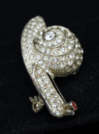 Ruman - Vintage Rhinestones Silver Tone Metal Snail Brooch