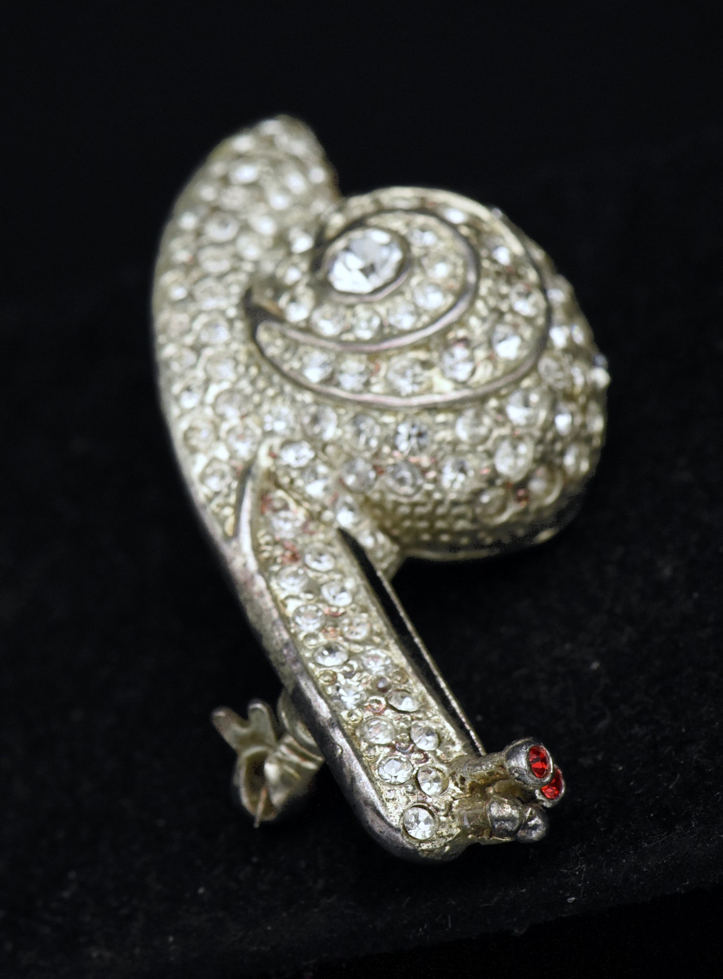 Ruman - Vintage Rhinestones Silver Tone Metal Snail Brooch