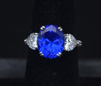 Vintage Synthetic Blue Spinel and CZ Sterling Silver Ring - Size 6