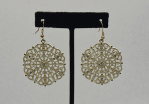 Vintage Snowflake with Rhinestones Dangle Earrings