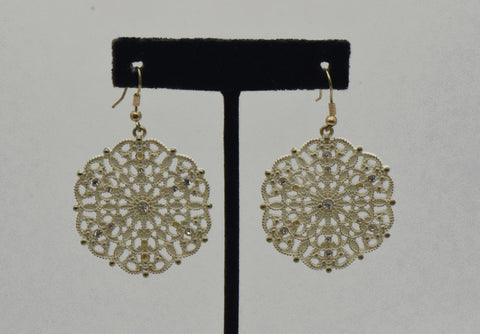 Vintage Snowflake with Rhinestones Dangle Earrings
