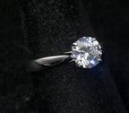 Vintage Cubic Zirconia Sterling Silver Solitaire Ring - Size 8