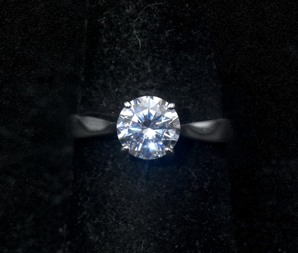 Vintage Cubic Zirconia Sterling Silver Solitaire Ring - Size 8