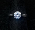 Vintage Cubic Zirconia Sterling Silver Solitaire Ring - Size 8