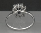 Vintage Sapphire and CZ Sterling Silver Halo Ring - Size 7