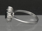 Vintage Sapphire and CZ Sterling Silver Halo Ring - Size 7
