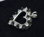 Vintage Sapphire and Cubic Zirconia Sterling Silver Heart Pendant
