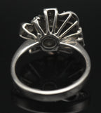 Vintage Palladium with Green Sapphire and Diamonds Ring - Size 6