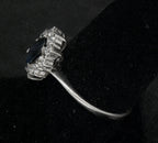Vintage Sapphire and CZ Sterling Silver Halo Ring - Size 7