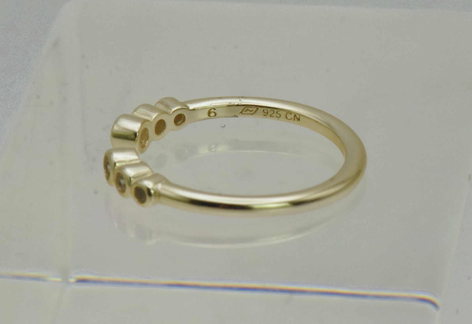 Vintage Gold Tone Sterling Silver Cubic Zirconia Ring - Size 6.5