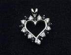 Vintage Sapphire and Cubic Zirconia Sterling Silver Heart Pendant