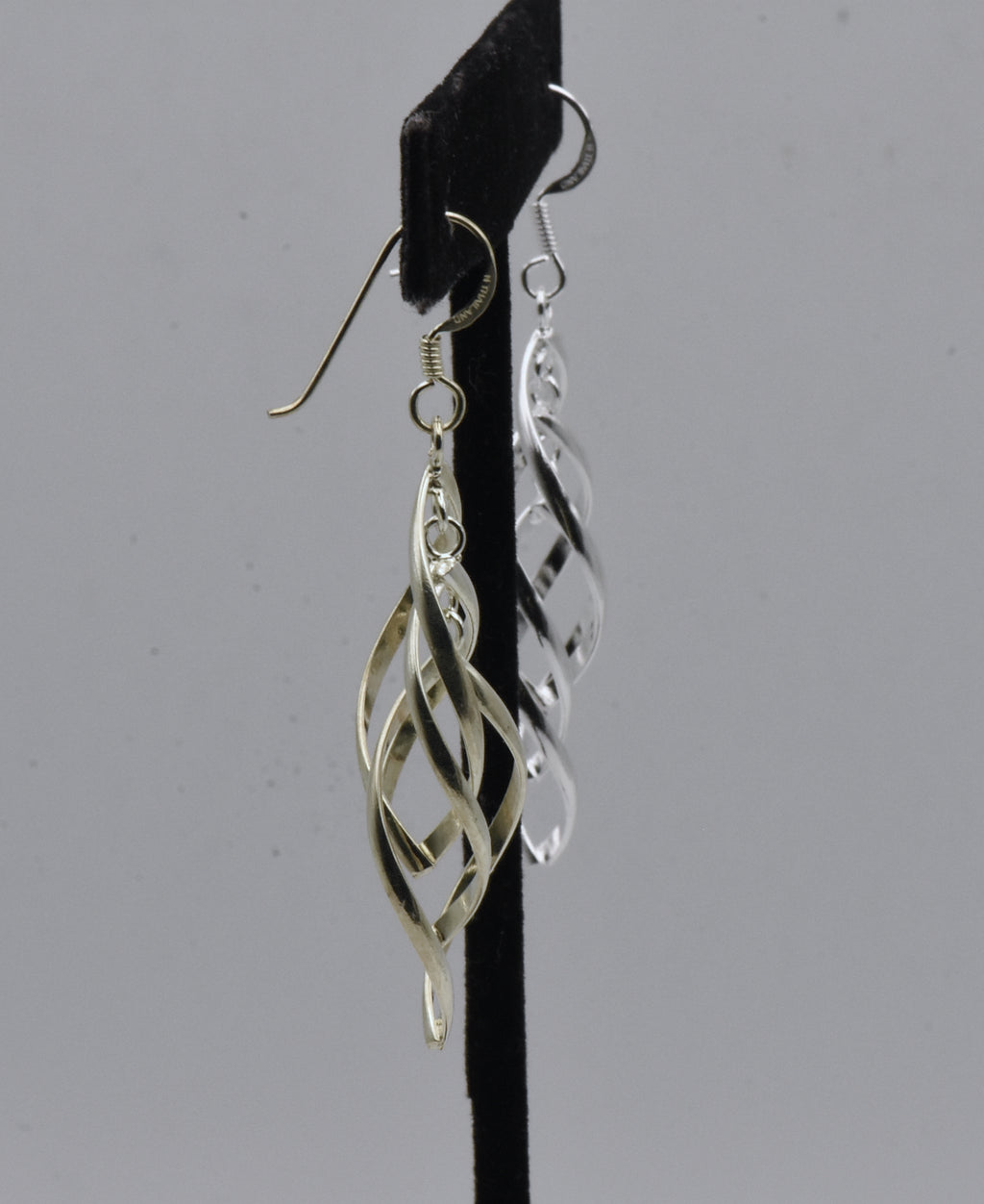 Vintage Sterling Silver Flat Spiral Dangle Earrings Mismatched Pair