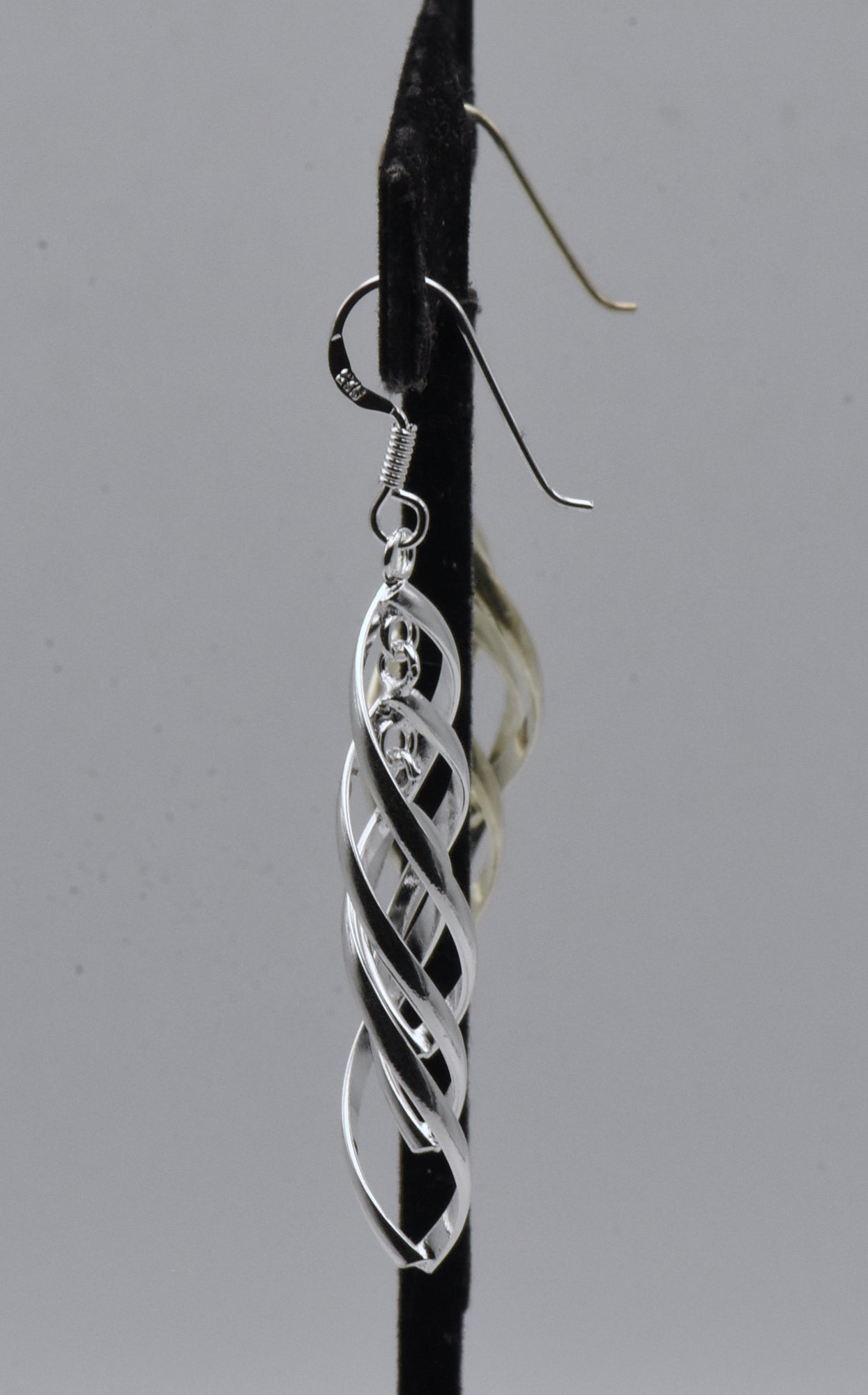 Vintage Sterling Silver Flat Spiral Dangle Earrings Mismatched Pair
