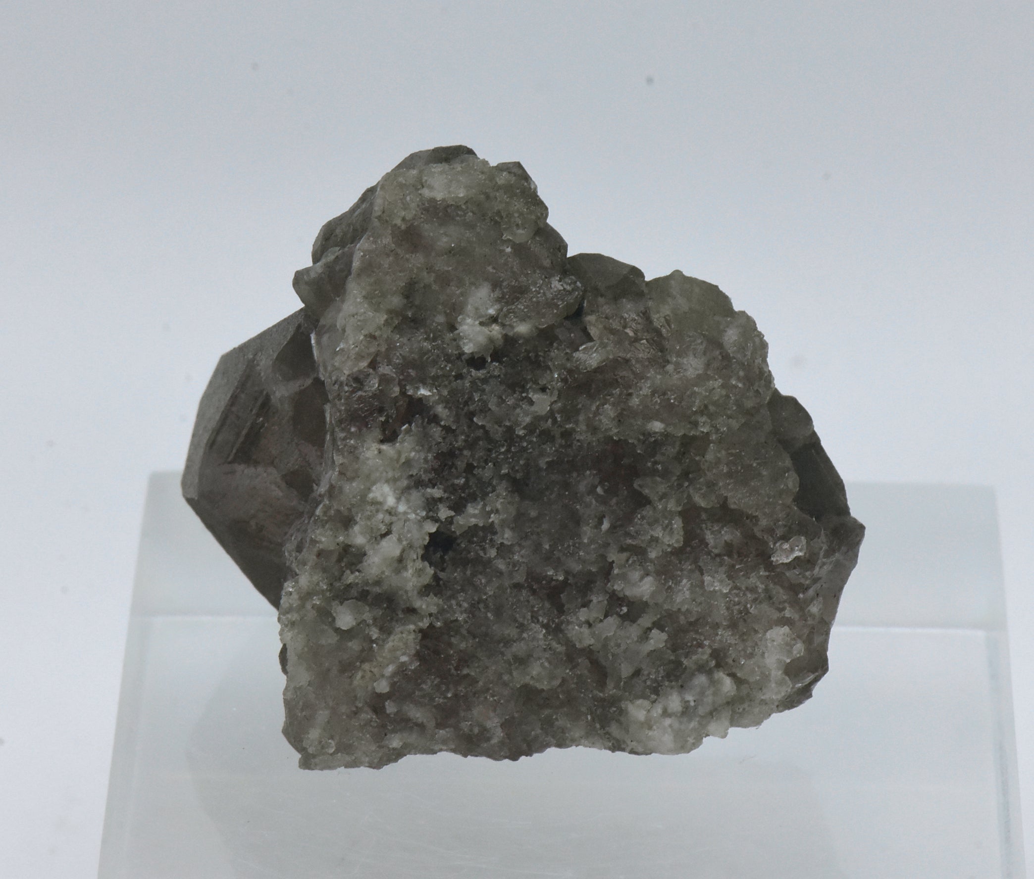 Chlorite Coated Smoky Quartz Crystal Cluster - Switzerland