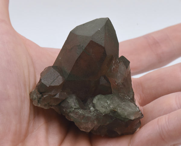 Chlorite Coated Smoky Quartz Crystal Cluster - Switzerland