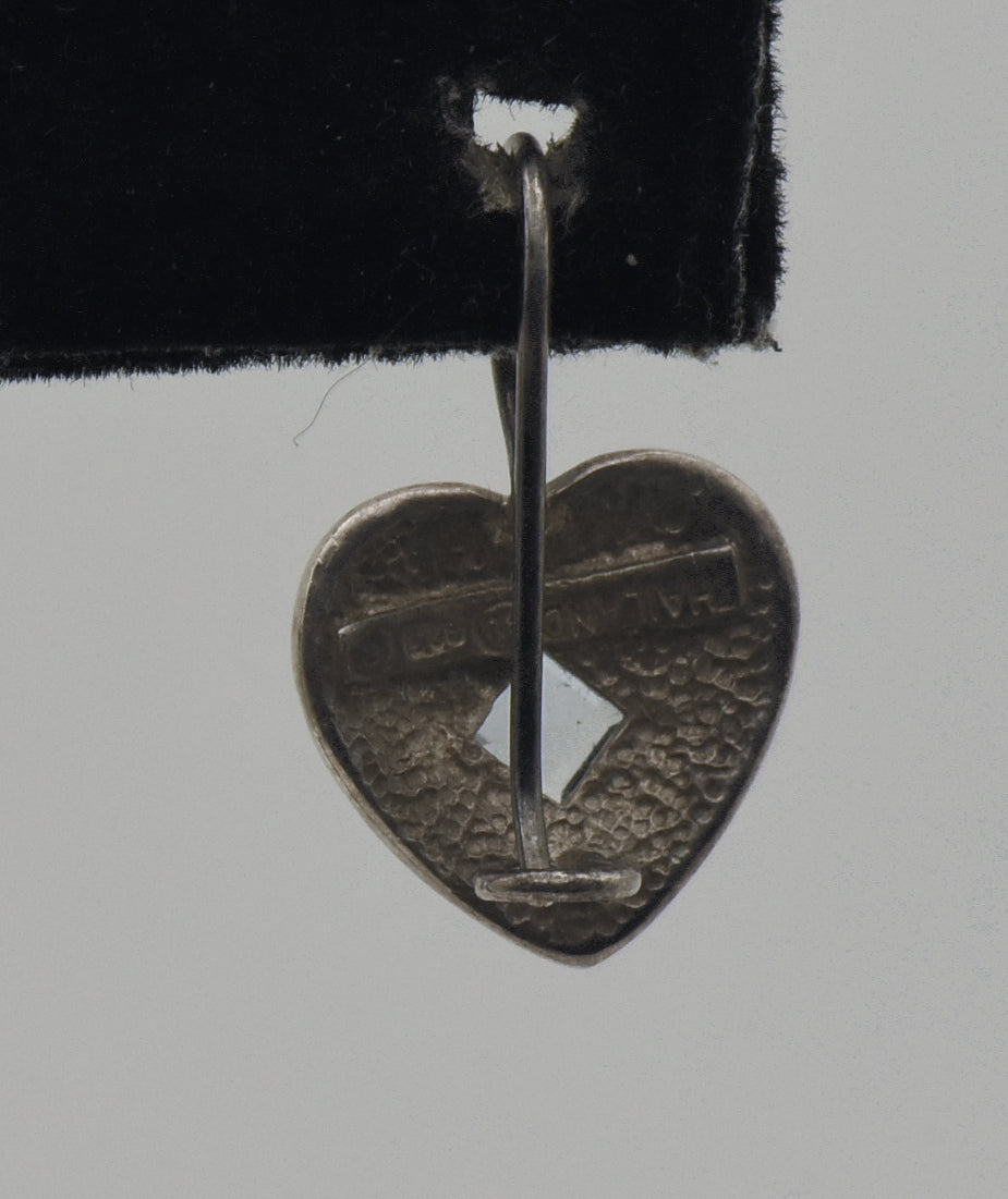 UNMATCHED Vintage Blue Topaz and Marcasite Sterling Silver Heart Earring