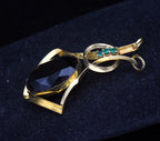Vintage Smoky Quartz and Chrysoprase Gold Plated Pendant