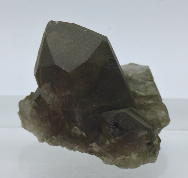 Chlorite Coated Smoky Quartz Crystal Cluster - Switzerland