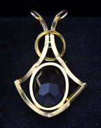 Vintage Smoky Quartz and Chrysoprase Gold Plated Pendant