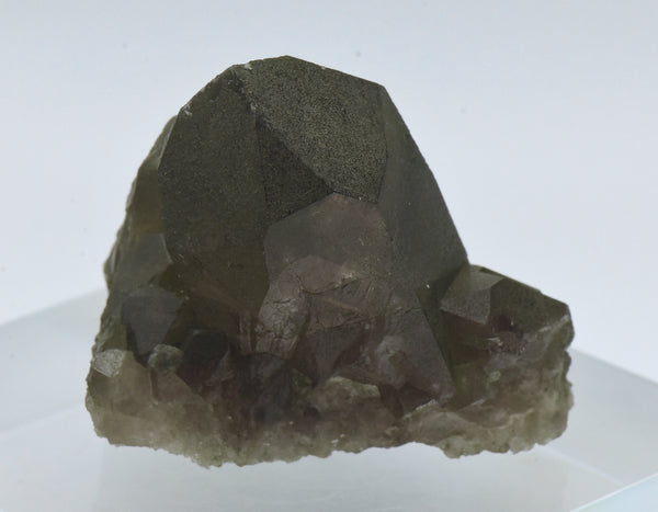 Chlorite Coated Smoky Quartz Crystal Cluster - Switzerland