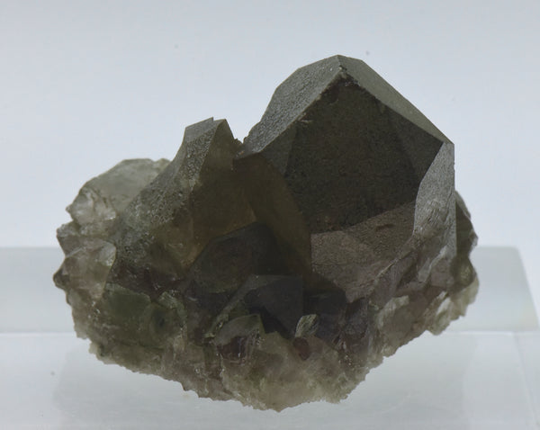 Chlorite Coated Smoky Quartz Crystal Cluster - Switzerland