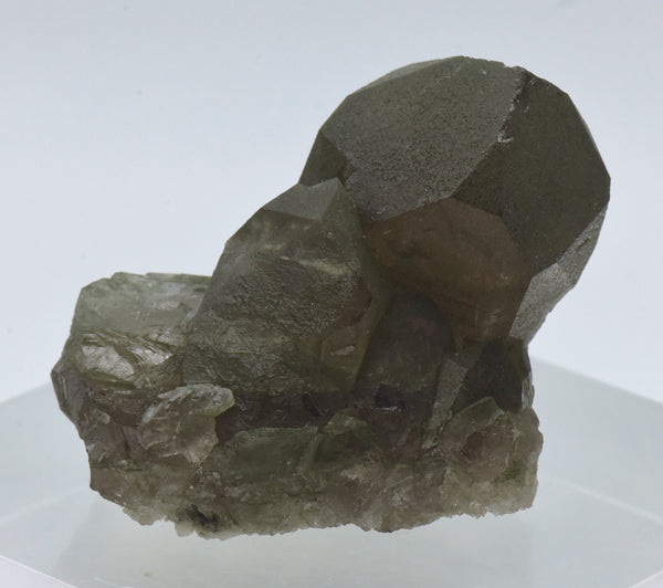 Chlorite Coated Smoky Quartz Crystal Cluster - Switzerland