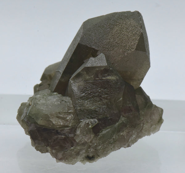 Chlorite Coated Smoky Quartz Crystal Cluster - Switzerland