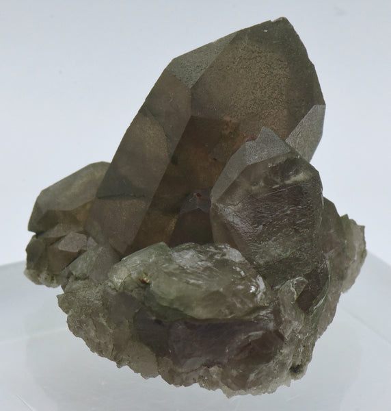 Chlorite Coated Smoky Quartz Crystal Cluster - Switzerland