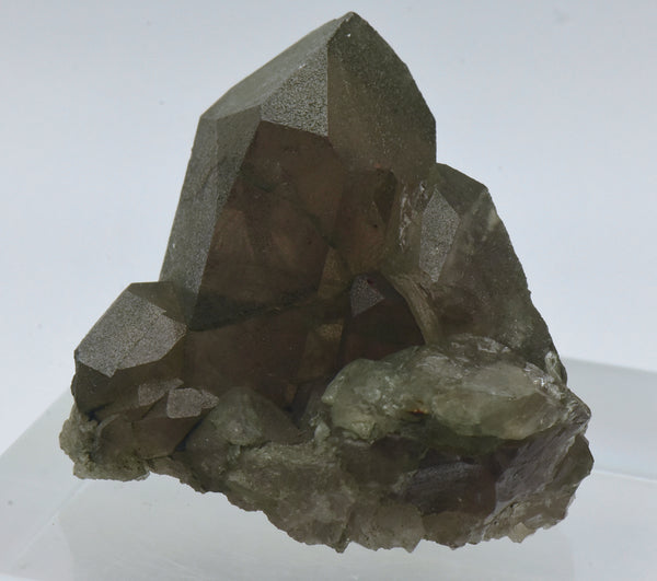 Chlorite Coated Smoky Quartz Crystal Cluster - Switzerland