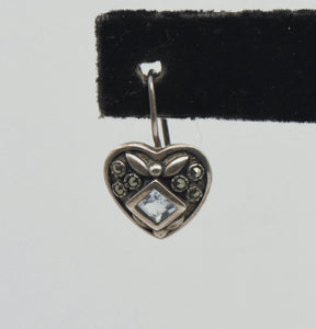 UNMATCHED Vintage Blue Topaz and Marcasite Sterling Silver Heart Earring