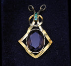 Vintage Smoky Quartz and Chrysoprase Gold Plated Pendant