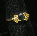 Vintage 14k Green and Yellow Sapphires Ring - Size 6.75