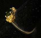 Vintage 14k Green and Yellow Sapphires Ring - Size 6.75
