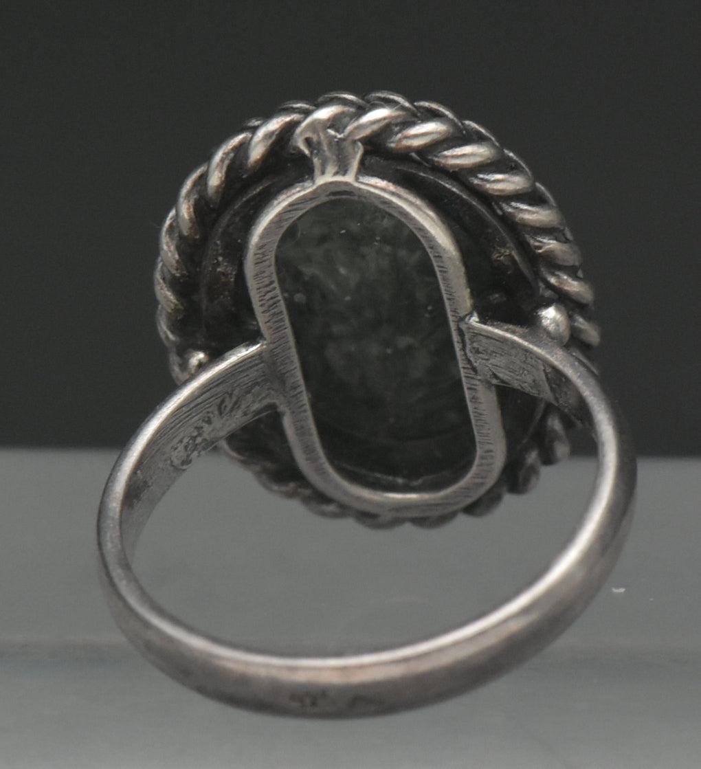 Vintage Seraphinite and Sterling Silver Handmade Ring - Size 7.75