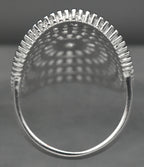 Vintage Cut Crystal Silver Tone Metal Shield Ring - Size 6.75