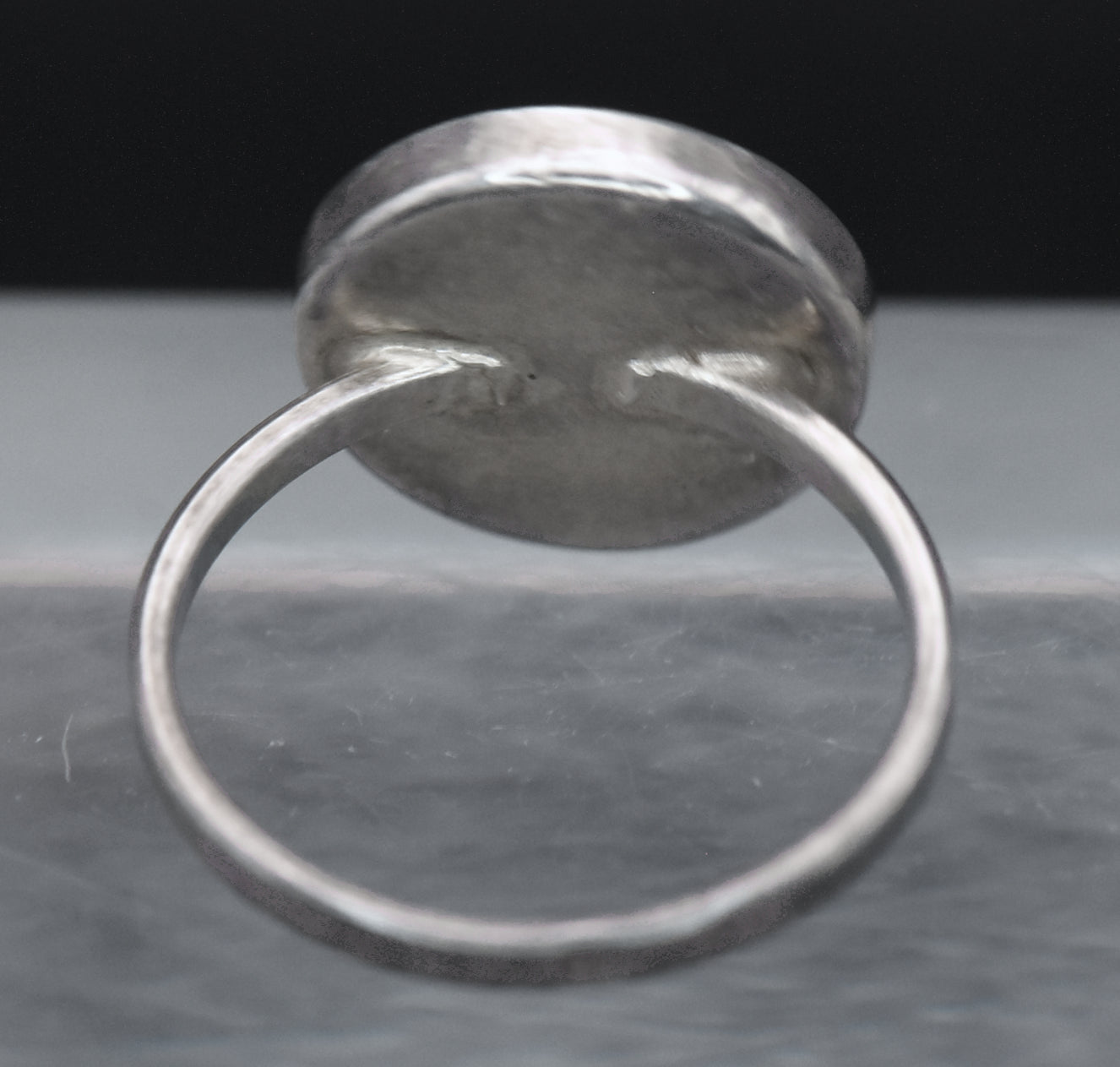 Vintage Handmade Sterling Silver Black Enamel Ring - Size 6