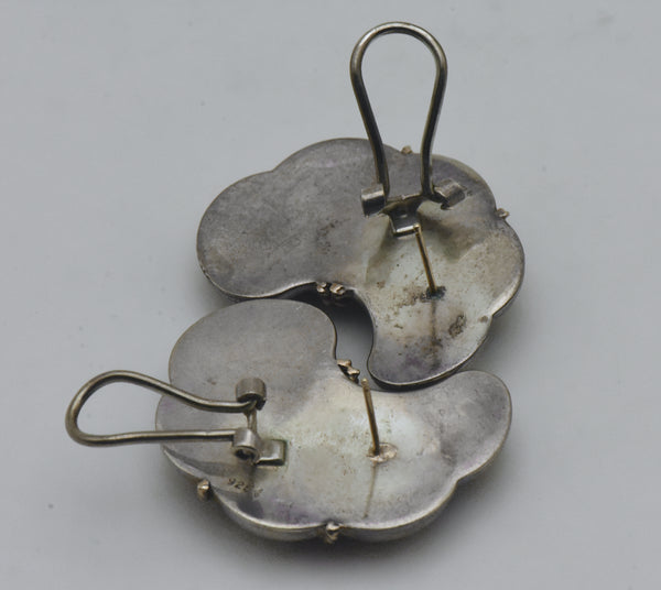 Vintage Handmade Sterling Silver & 14K Gold Earrings