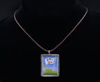 Vintage 1960 Suriname Stamp Sterling Silver Pendant Necklace
