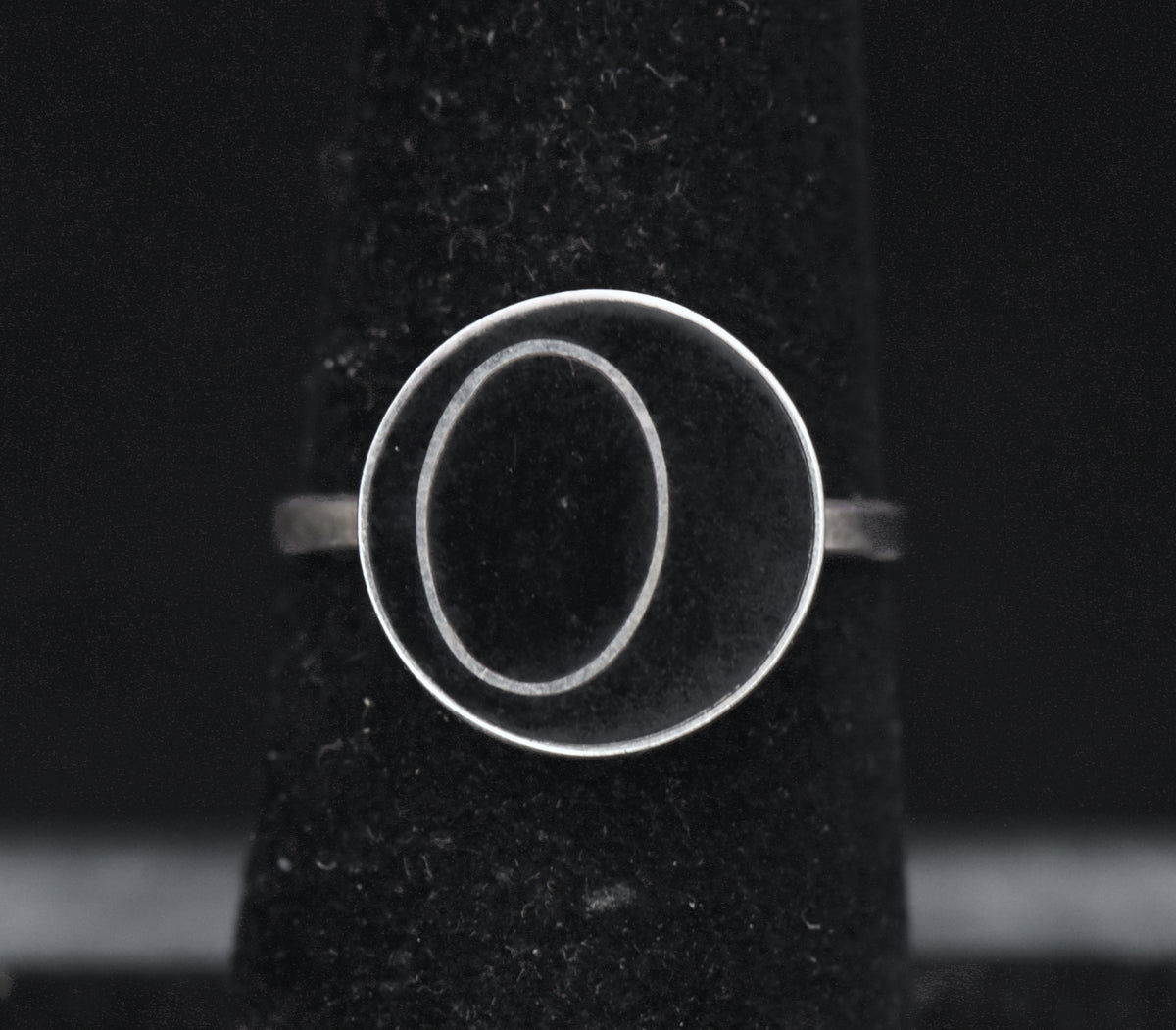 Vintage Handmade Sterling Silver Black Enamel Ring - Size 6