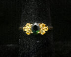 Vintage 14k Green and Yellow Sapphires Ring - Size 6.75