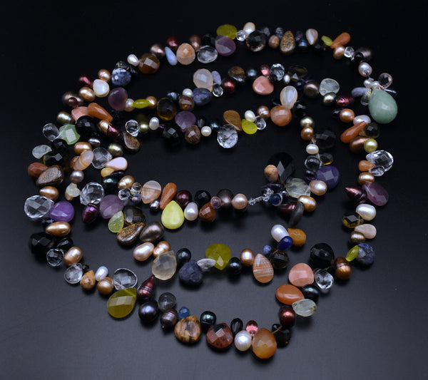 Gemstone Collection Drape Beaded Necklace - 52"