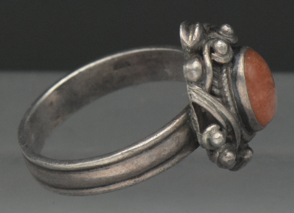 Vintage Handmade Sunstone Sterling Silver Ring - Size 7.5