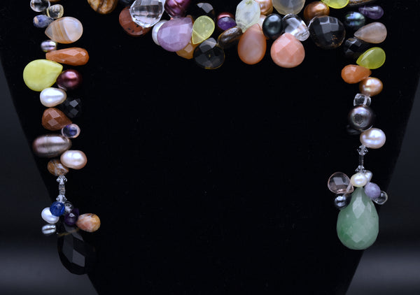 Gemstone Collection Drape Beaded Necklace - 52"